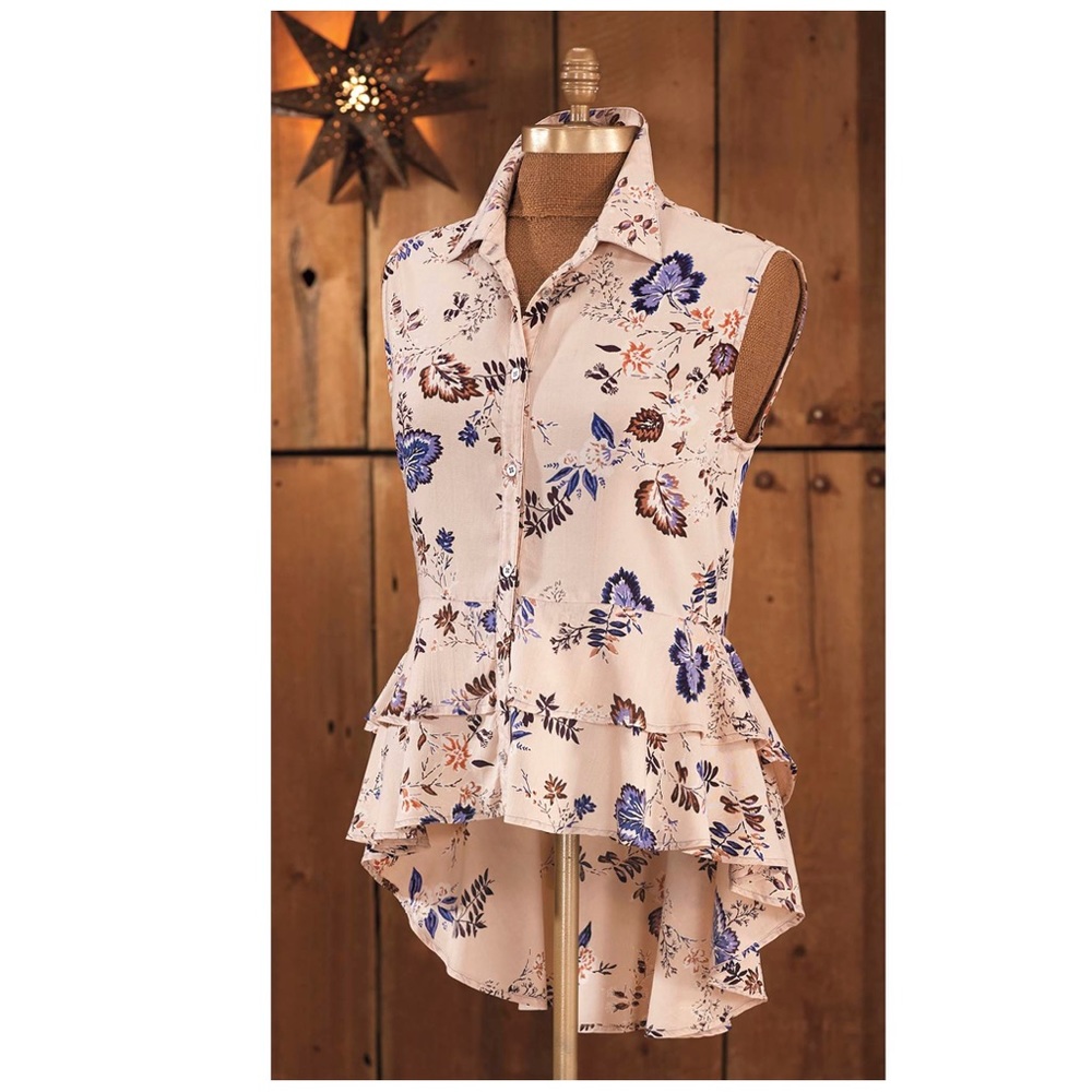 Novato Ruffled Blouse Back In The Saddle Button Down Ruffle Collared Blouse XL